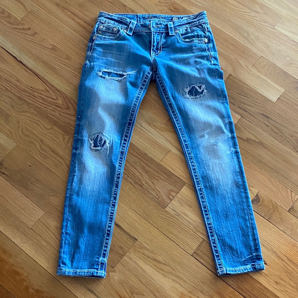 Miss Me Light Blue Distressed Skinny Jeans